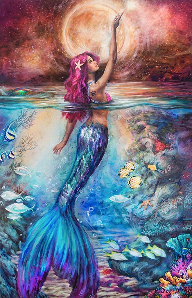 HASTHIP DIY 5D Full Drill Diamond Painting, Rhinestone Pasted Cross Stitch Blue Owl Pattern for Home Wall Decoration (Mermaid) HASTHIP DIY 5D Full Drill Diamond Painting, Rhinestone Pasted Cross Stitch Blue Owl Pattern for Home Wall Decoration (Mermaid)